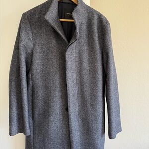Theory Gray Trench Coat with Modern Silhouette